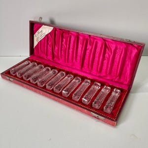 Antique Art Deco Hand Sharpened Crystal Knife Rests 12 pcs