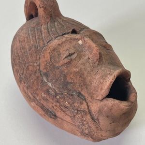Antique Anthropomorphic Oil Lamp, Terracotta, South America