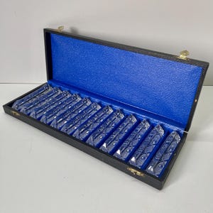 Antique Art Deco Hand Sharpened Crystal Knife Rests 12 pcs