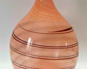 Venini Murano - Vintage Mezza Filigrana italiensk glasvas, 1960-tal