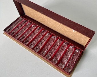 Antique Art Deco Hand Sharpened Crystal Knife Rests 12 pcs