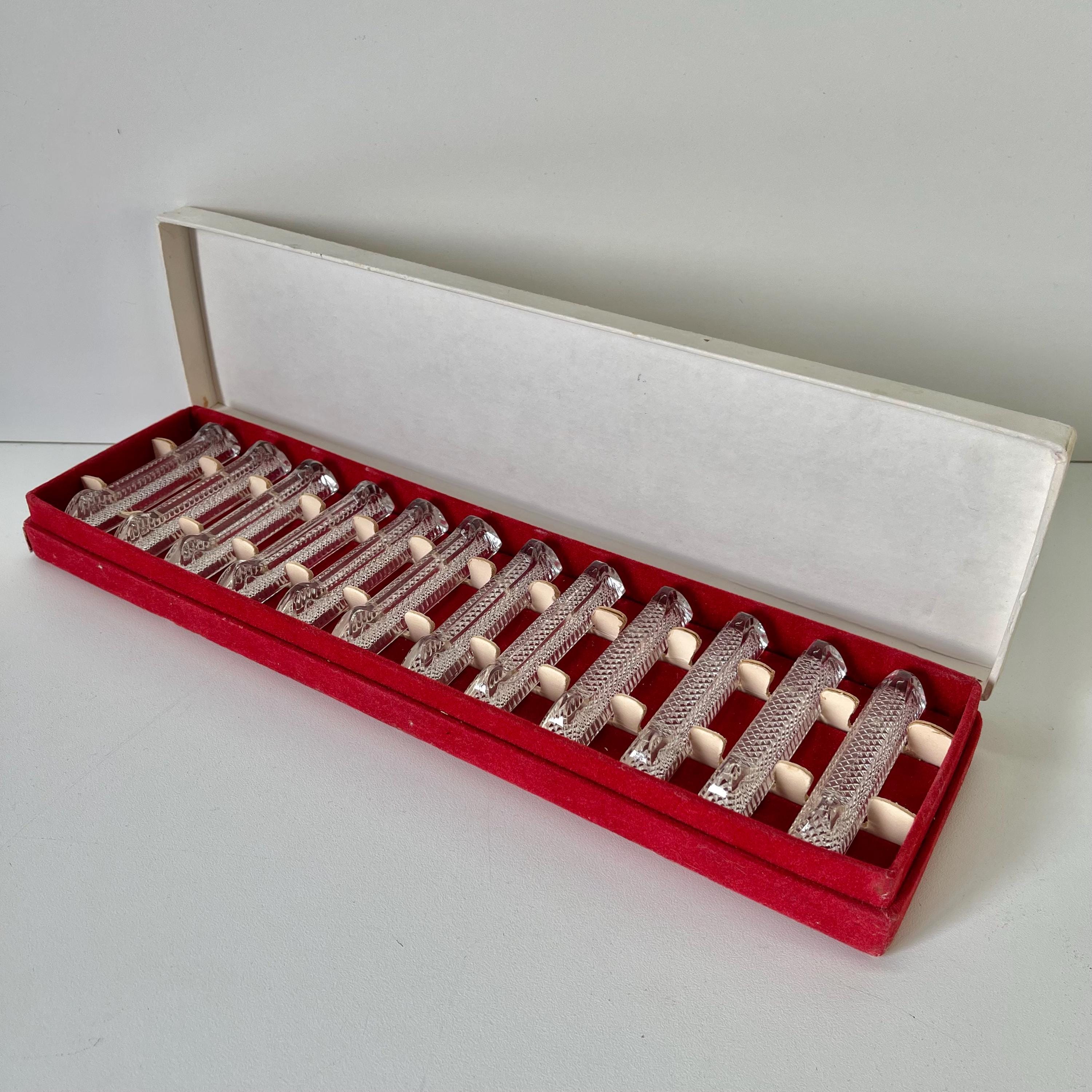 Lot De 12 Porte-couteaux Art Déco – Létal, Argentés, Forme Berlingot