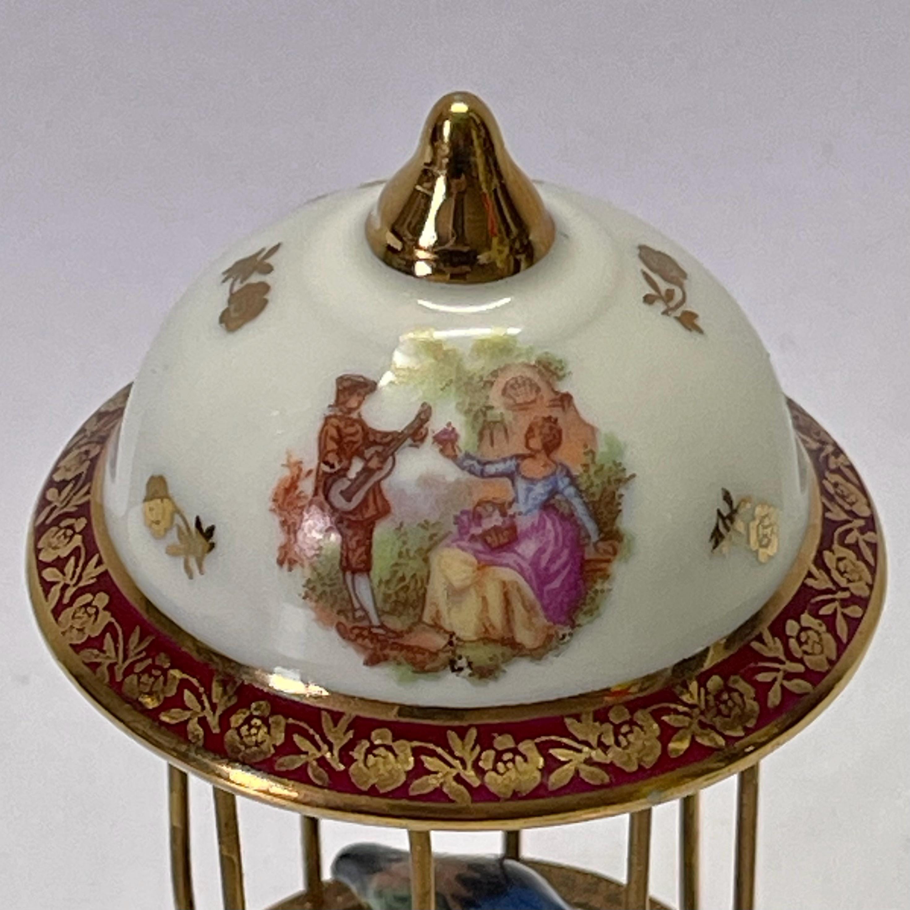 【フランス製】Limoges リモージュ 磁器製 鳥かごの置物 ミニチュア コレクター向けリモージュ フランス - 磁器「鳥かごの中の鳥」 - 1970