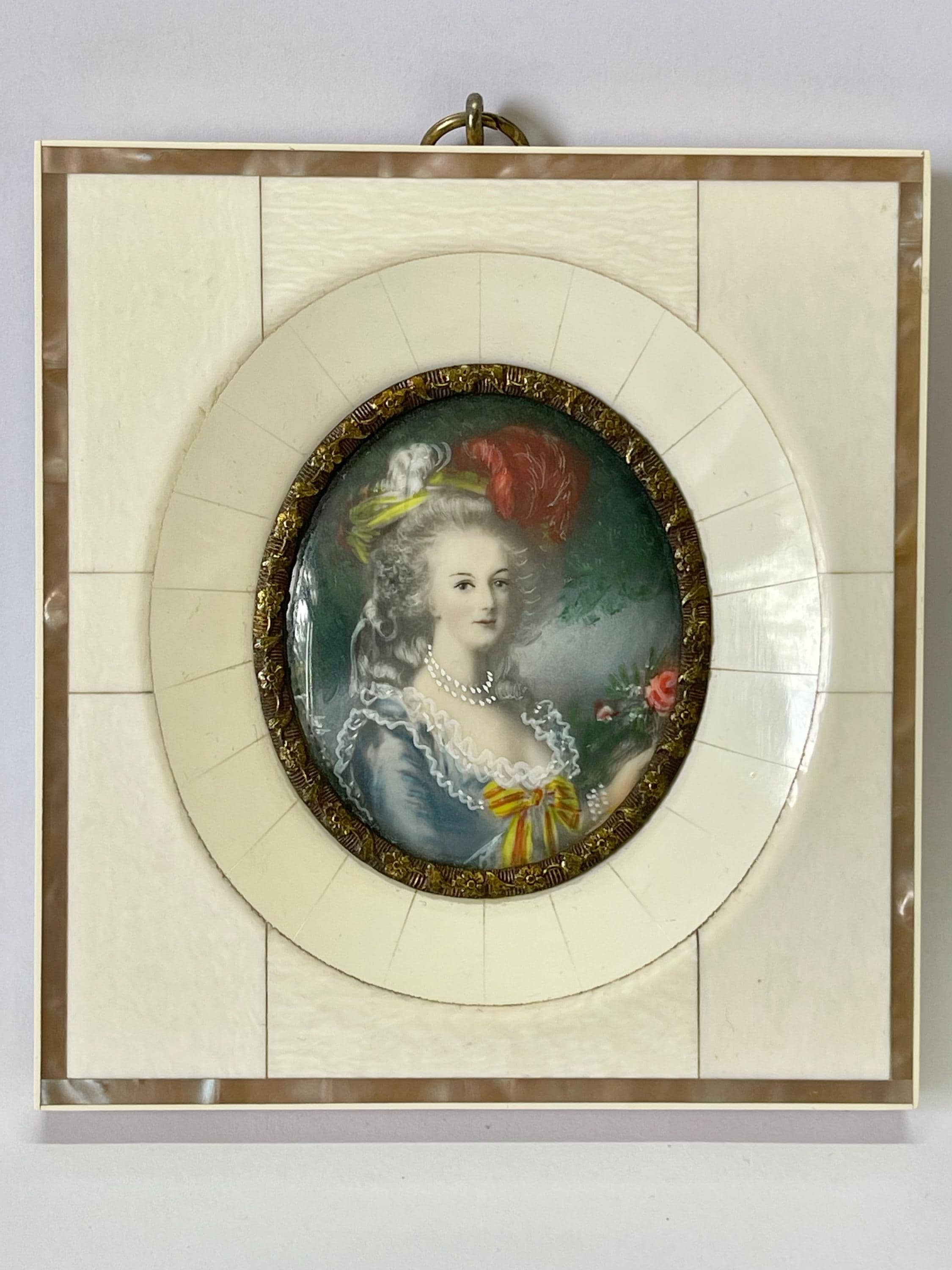 ANTICA MINIATURA RITRATTO MADONNA cardellino dipinta STUPENDA CORNICE