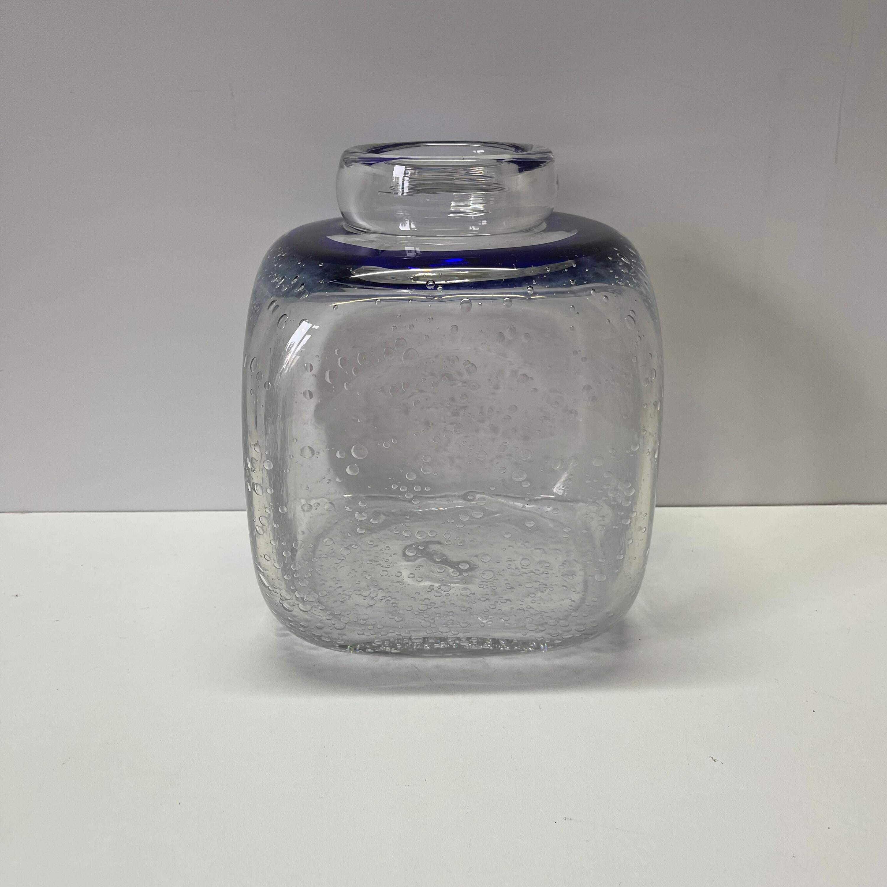Alfredo Barbini - Murano - Bleu/clear- Glass Block Vase - Etsy Canada