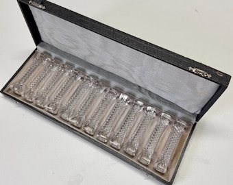 Antique Art Deco Hand Sharpened Crystal Knife Rests 12 pcs