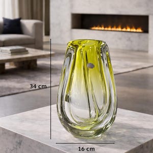 René Delvenne - Val Saint Lambert - Wazon „Mulette” z zielonego szkła kryształowego Sommerso (8,3 KG!) - lata 60.