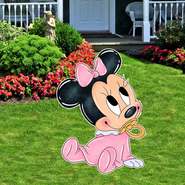 baby minnie mouse cutouts standees yard decor lifesize cutout yard sign birthday party decor baby shower decor party props centerpieces