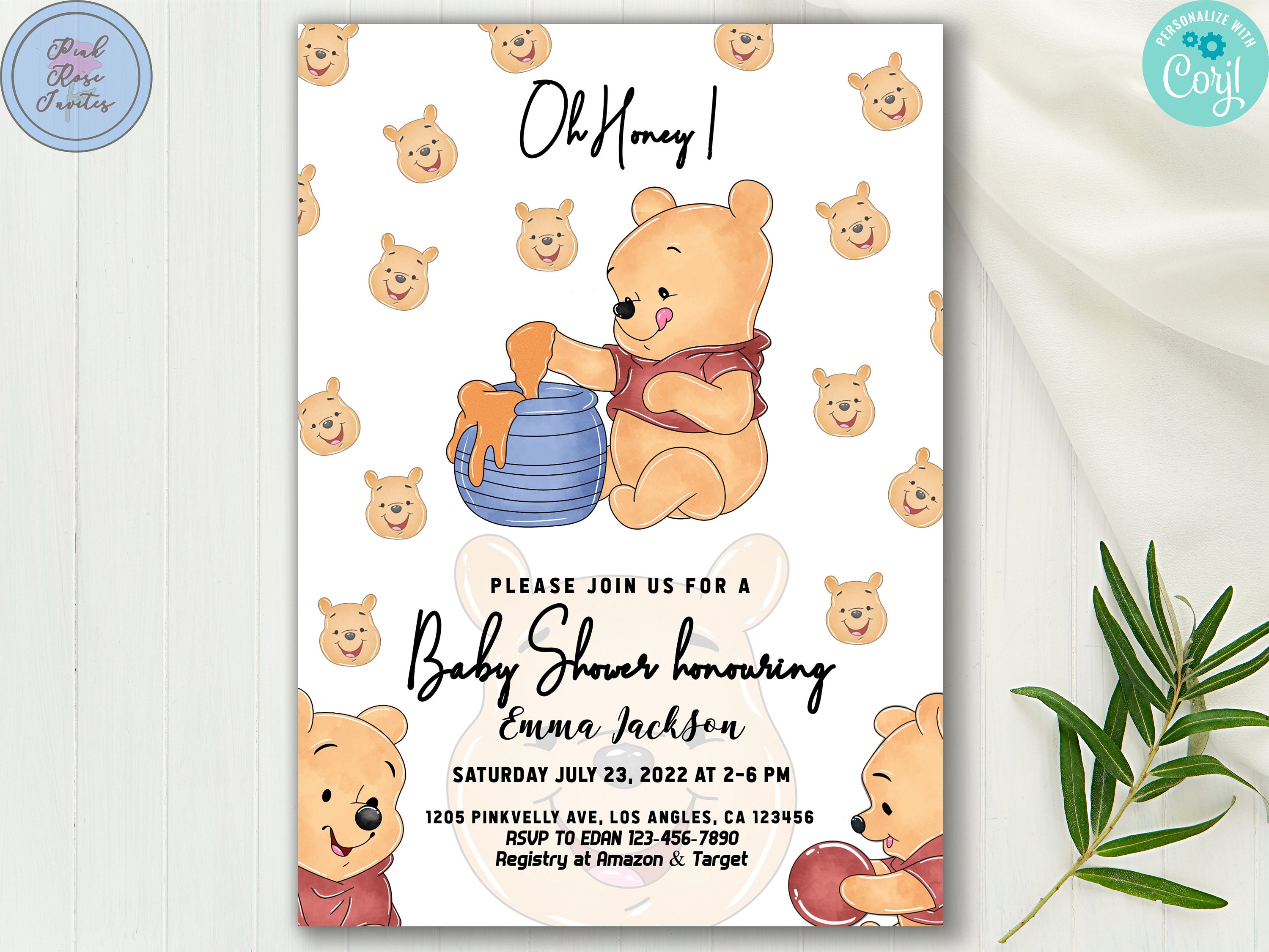 Winnie the Pooh Baby Shower Invitation Pooh Baby Shower Baby Etsy