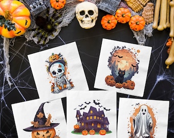 Servilletas de Papel Halloween, 20pcs | 33x33 | Servilletas de Papel Decoradas para Halloween, Mesas de Cóctel, Fiestas, Cenas