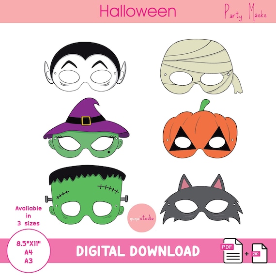 Masque Halloween En Papier Pour Enfants - Décoratif - Set De 1 Masque - Neuf Avec étiquettes