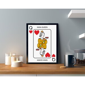 Wall Art Queen of Hearts Print, Printable Wall Art, Playing Cards, Modern Art, Mid Century, Abstract Wall Art, Birthday Gift For Mom