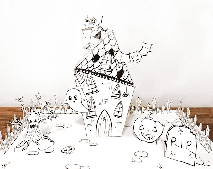 Printable Paper Haunted House Craft Kit: Halloween Activity (digital ...