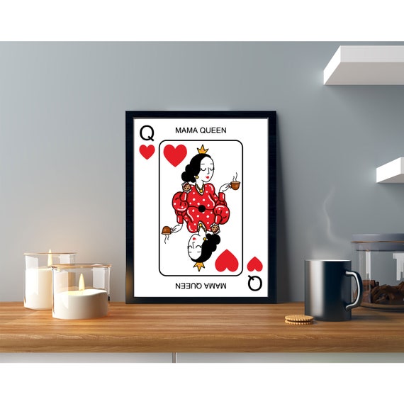 Wall Art Queen of Hearts Print Printable Wall Art Playing | Etsy