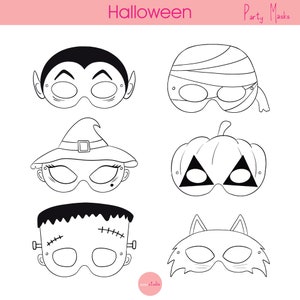 1 set di 4 maschere di Halloween da colorare