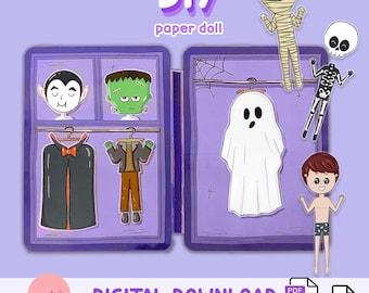 Printable Halloween Paper Doll Busy Book: DIY Activity Kit (PDF Digital Download)