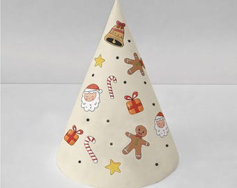 Weihnachten Papier Handwerk Aktivität, druckbare Papier Weihnachtsmütze, Weihnachtstüte Kegel Partyhut, Instant Download Weihnachten Party Dekor