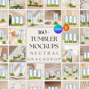 160+ Neutral Tumbler Mockups, Canva Tumber Mockups, Digital Listing Mockups, Etsy shop Templates, Etsy Templates, Mockup Bundle