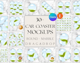 Car Coaster Mockup Templates: Round Canva Mockup Bundle (Digital Download)