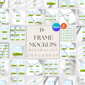 35+ Square Frame Mockups, Minimalist Frame Canva Mockups, Wall art Mockups, Wall Frame Canva Mockups, Room Wall Mockups, Canva Mockup Bundle