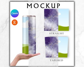 Skinny Tumbler Mockup Template, Drag and Drop Canva Mockup (Digital Download)