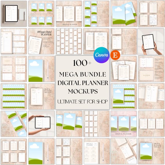 100+ Digital Planner Mockup Templates: Canva Editable, Tablet & iPad Scenes (PDF Download)