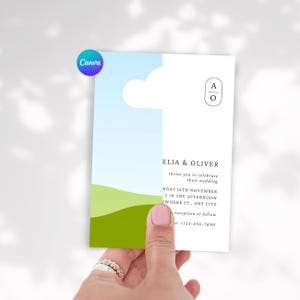 5 mockups de convites de mãos dadas, mockups de convites frente e verso, pacote de mockups de convites do Canva, mockups estéticos de cartões de visita duplos