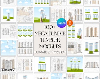 Tumbler Mockup Templates Bundle: 100+ Canva Drag & Drop Designs (Digital Download)