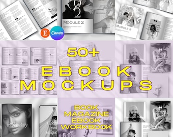 50+ Canva Ebook Mockup Templates: Magazine & Workbook Bundle (Digital Download)