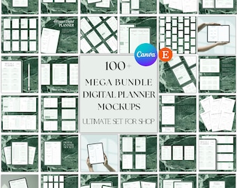 100+ Digital Planner Mockups Mega Bundle: Canva Templates
