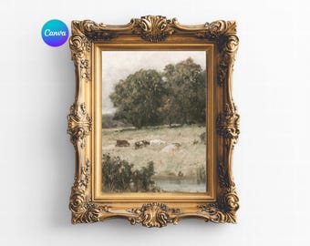 Antique Frame Mockup Bundle: Editable Wall Art Template (Canva, Digital Download, 4x Mockups)