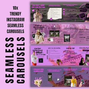 Trendy Instagram Carousel Templates: Green Social Media Posts (Canva PRO, PDF File)