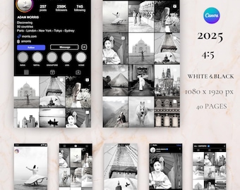 Instagram Mockup Templates: Black & White Social Media (2025 Canva Version)