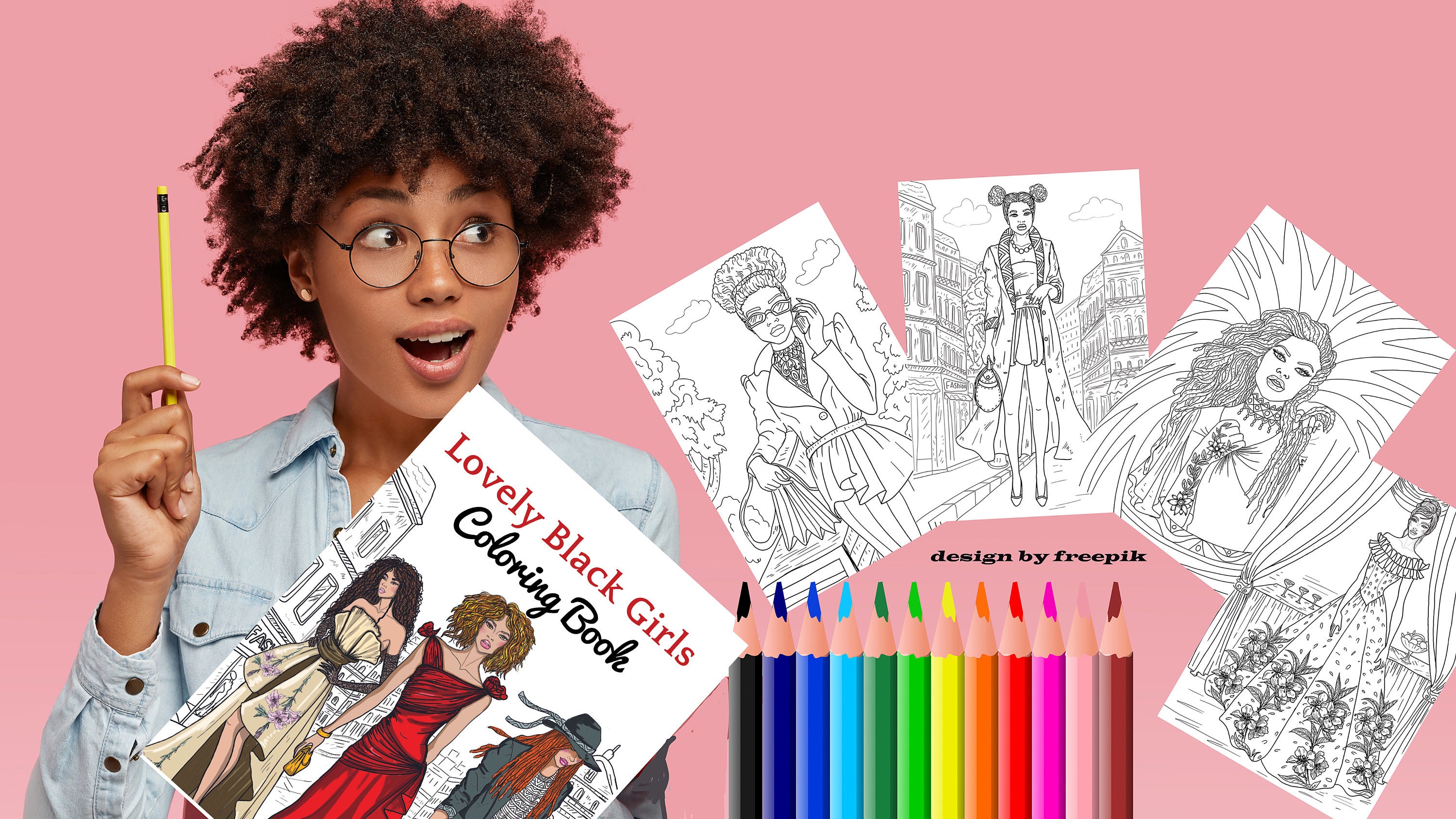 25 Lovely Black Girls Coloring Book: African American Fashion Coloring ...