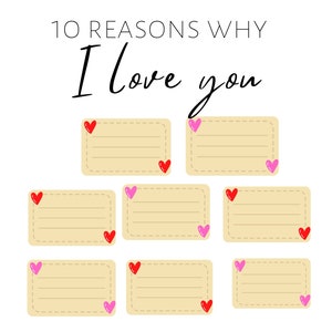 Las 10 razones principales por las que te amo. Regalo de San Valentín. Regalo de San Valentín imprimible para él. Plantilla de carta de amor para el día de San Valentín para tu novio