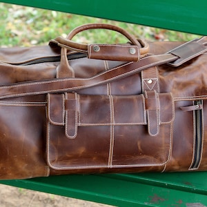 Custom Leather Garment Duffle | Full Grain Travel Bag for Men | Weekend Carry-On Luggage | Rustic Overnight Bag | Gift for Him