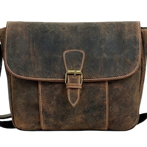 Bandoulière en cuir en cuir - Cartable fait main effet vieilli pour homme et femme | porté épaule de tous les jours | Sac à main de voyage pour iPad | Prêt à offrir