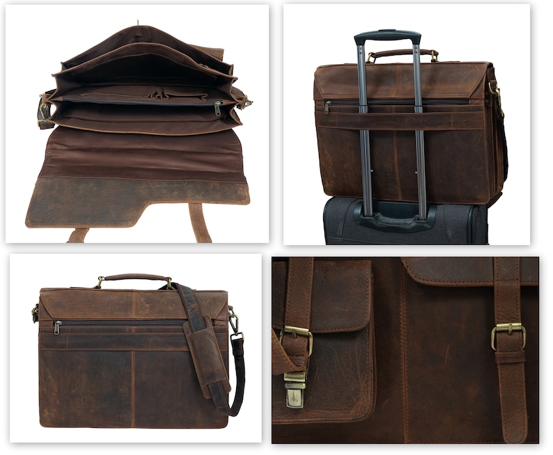 Personalized Buffalo Leather Briefcase Laptop Messenger Bag Etsy