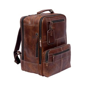 Buffalo Leather Backpack – Brown Full Grain Laptop Rucksack, Messenger Bag, Travel School & Office Bag, College Pack, Fathers Day Gift