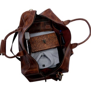Personalisierte Ledertasche | Vollkorn Weekender Tasche | Handgemachte Reise-Kleidertasche für Männer | Handgefertigtes rustikales Reisegepäck Geschenk