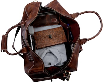 Bolsa de lona personalizada: bolsa de viaje grande, bolsa de fin de semana, bolsa de viaje para exteriores, regalo de cuero para el gimnasio y el padrino de boda.