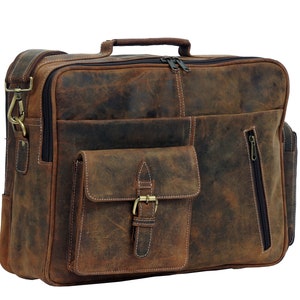 Borsa a tracolla per laptop in pelle di bufalo fatta a mano - Borsa a tracolla rustica da uomo