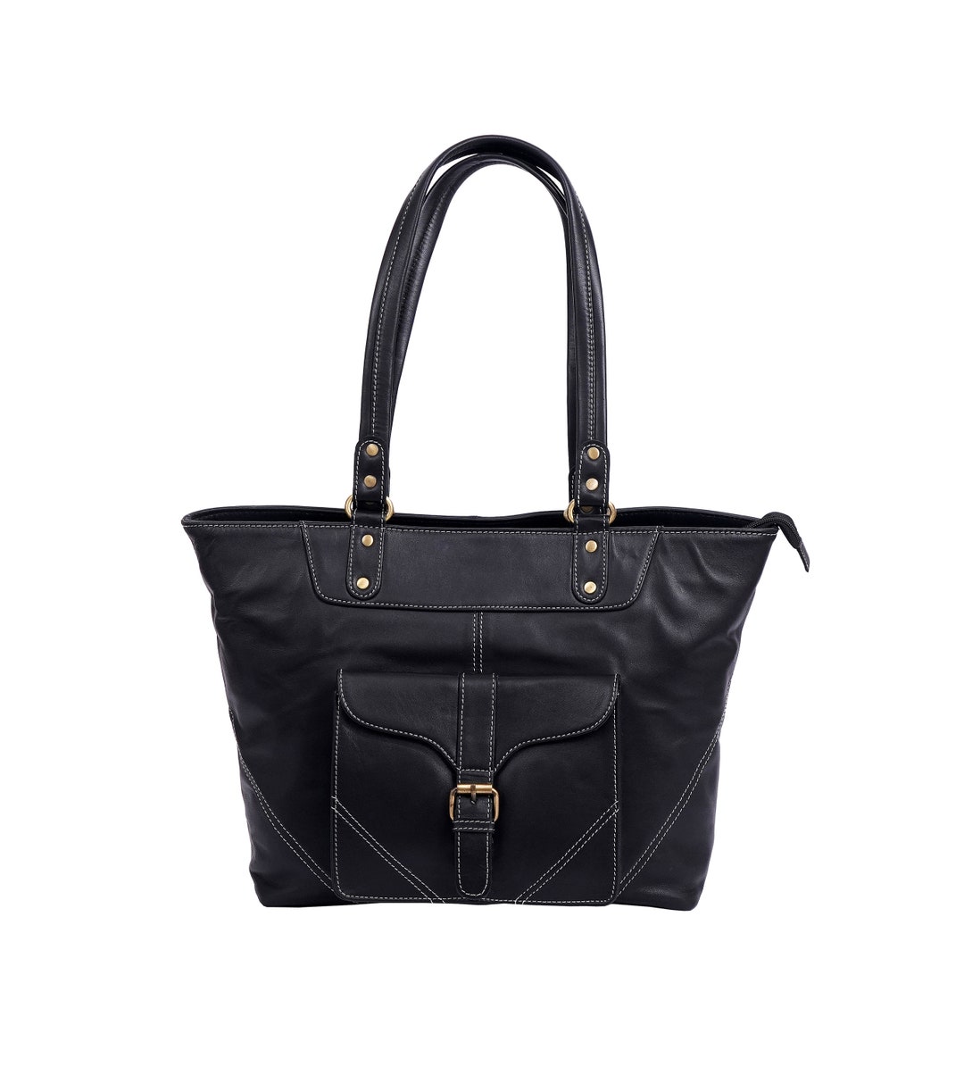 Extra Large Black Leather Tote Bag Oversized Work and Travel Etsy