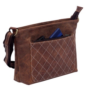 Handmade Distressed Leather Crossbody Purse: 70s Boho Saddle Bag