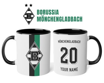 Borussia Mönchengladbach Custom Jersey Soccer Mug 11oz, Personalize your Mönchengladbach mug with name & number, german custom football mug