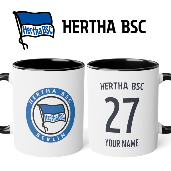 Hertha BSC Berlin Custom Jersey Soccer Mug 11oz, Personalize your Hertha BSC mug with name & number, Hertha BSC Berlin custom football gift