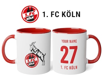 1. FC Köln Custom Jersey Mok 11oz, Personaliseer uw FC Köln mok met naam en nummer, Duitse voetbalmok, aangepaste voetbalmok, 1. FC Köln mok