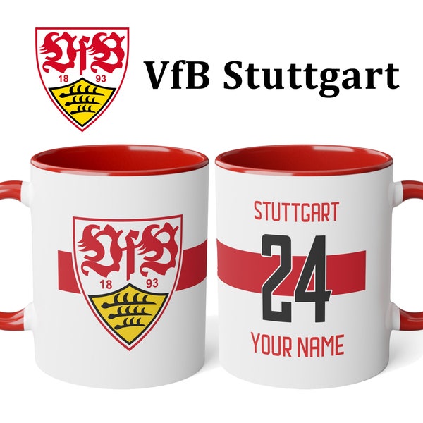 VfB Stuttgart Custom Jersey Mug 11oz, Personalize your VfB Stuttgartmug with name and number, german soccer, Stuttgart custom football mug