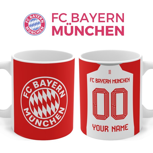 FC Bayern Munich Custom Jersey Mug 11oz, Personalize your Bayern Munich mug with name and number, german custom mug, custom football mug