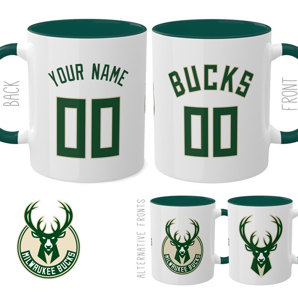Milwaukee Bucks Custom NBA Jersey Mug, 11oz, Milwaukee Bucks personalized Jersey mug, Bucks mug, Bucks fan, Milwaukee Bucks merch